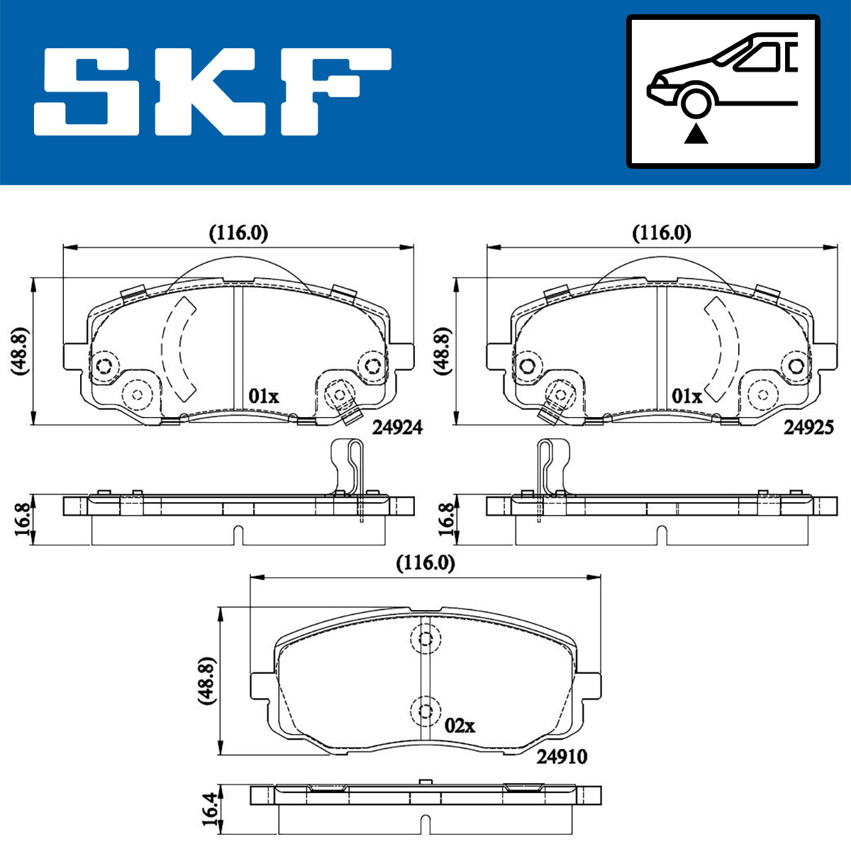 Set placute frana,frana disc VKBP 80567 A SKF
